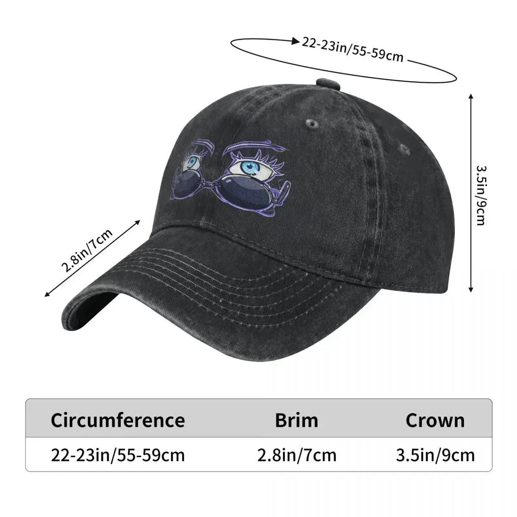 Vintage Jujutsu Gojo Eyes Kaisen Baseball Cap Unisex Style Distressed Denim Washed Snapback Hat Comic Anime Outdoor Hats Cap