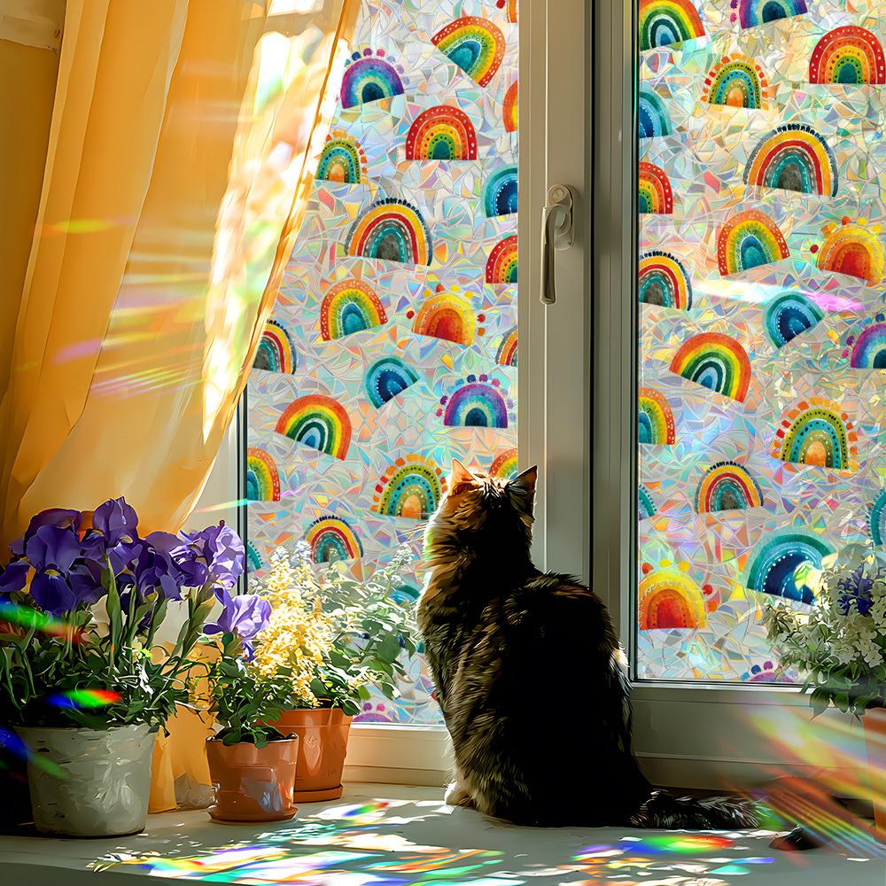 Lasergeschnittene Wohnzimmer Regenbogen Element Heimdeko Glasfenster Klebeaufkleber