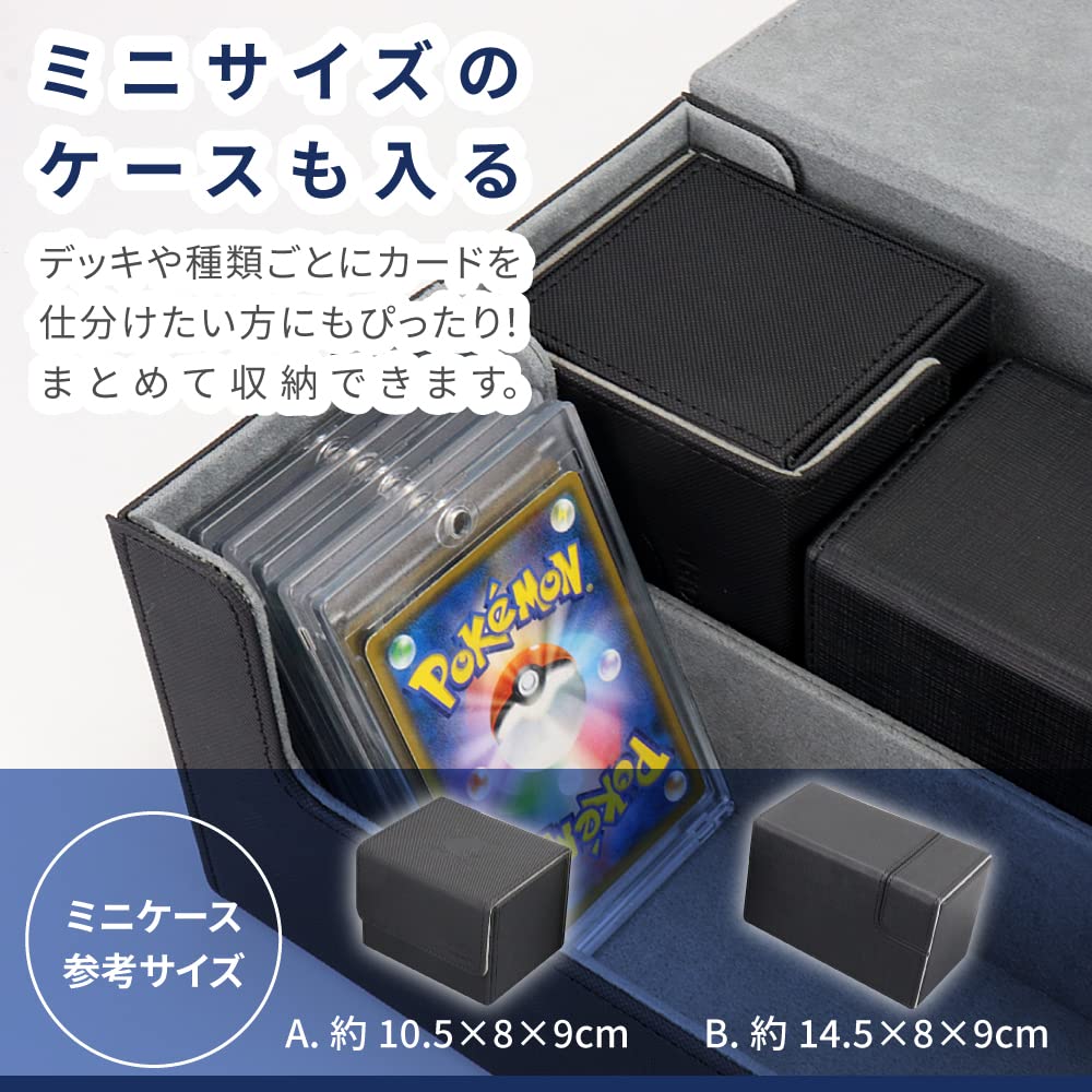 Compatible with Magnetic Trading Card Large PU 650 Card Storage Capacity X Loader, Case, Capacity, Magnet, Leather, (black Blue)