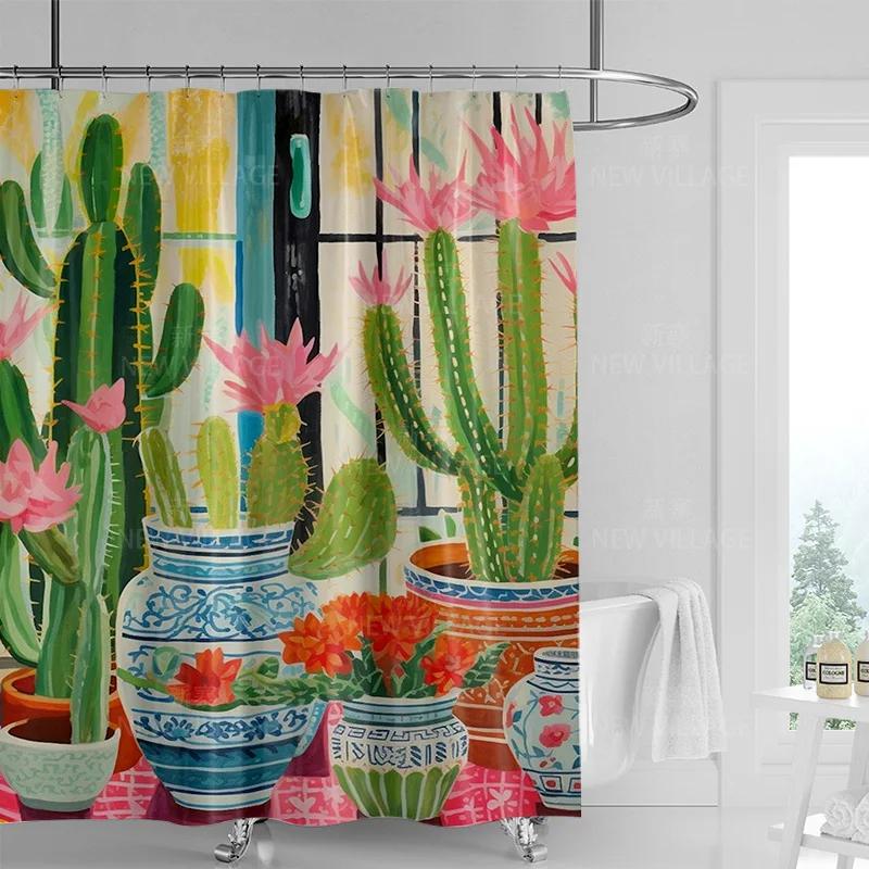 Minimalistický sprchový závěs s rostlinným motivem, moderní dekorace koupelny a toalety, soukromý závěs 180x180cm voděodolný sprchový závěs