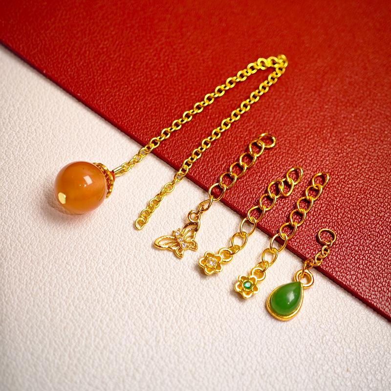 24k Gold-Plated Copper Bracelet with Nan Hong Zircon Flower Extension for Women