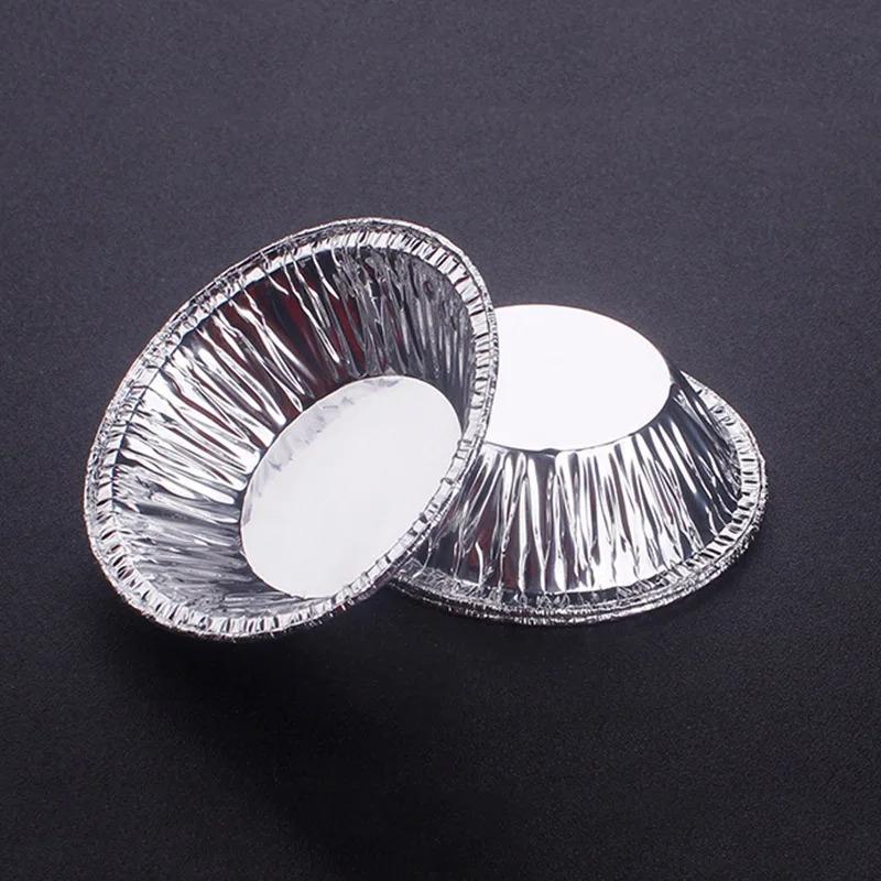 100PCS Baking Aluminum Foil Egg Tart Tray Disposable Circular Pastry Mold for Parties Restaurant Kitchen Baking Molds