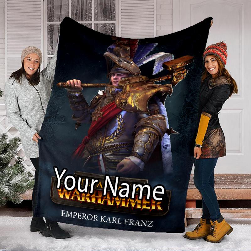 Custom Name Total War Warhammer Theme Printed Blanket - Perfect for Couch, Bed, Travel & Outdoor Use | Machine Washable, Cozy & Durable.
