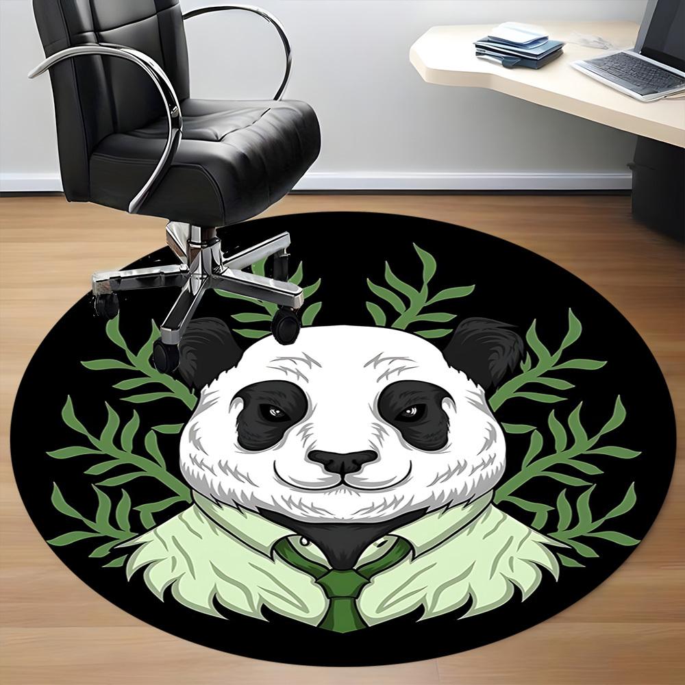 1pc Panda Bamboo Office Round Area Rug, Indoor Mat Suitable For Office, Under Office Chairs Bedroom Living Room Home Decor, Room Deco