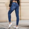Women's Skinny  Trendy Jeans Distressed Stretchy Denim Pants Elastic Waist Drawstring Denim Trousers