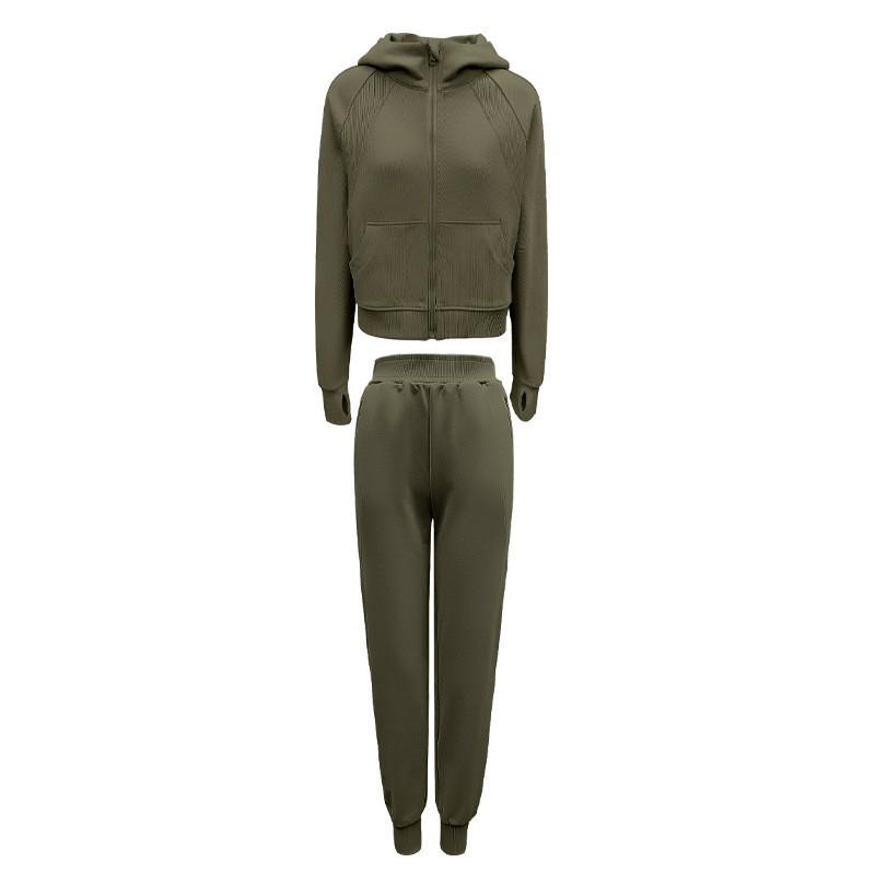 

Женский теплый спортивный костюм с капюшоном: Свободный, плюшевый костюм-двойка с толстовкой на молнии - Идеально подходит для активного отдыха Small