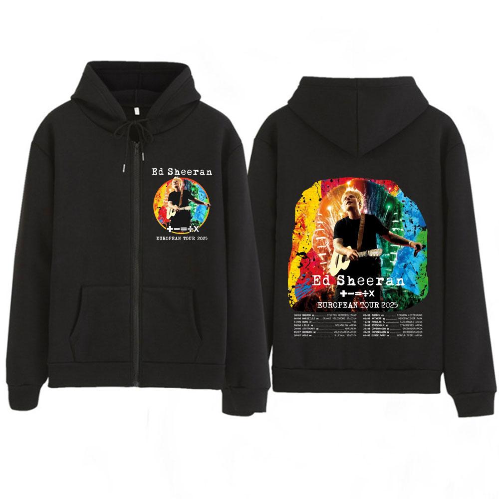 

Графическое худи на молнии Ed Sheeran European Tour 2025, зимнее, с длинным рукавом, свободного кроя, в стиле харадзюку, для мужчин и женщин, куртка-пальто высокого качества L