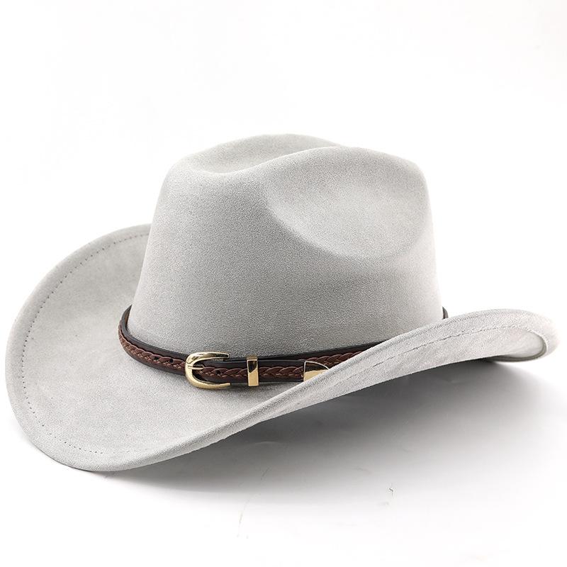 New Fashion Suede Cowboy Fedoras Cap Retro Unisex Outdoors Big Brim Top Hat Western Style Handsome Britain Panama Jazz Hat