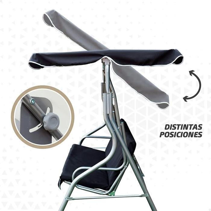 Balancelle De Jardin - AKTIVE - Noir - 180x107x160 Cm - 3 Personnes - Confort Optimal