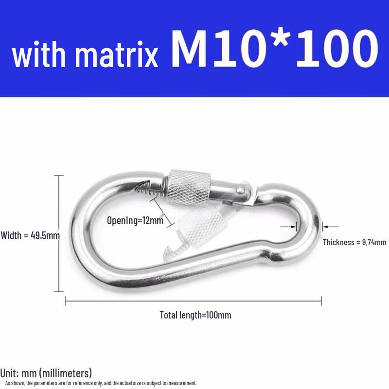 304 Stainless Steel Safety Quick Link with Nut - M10x100mm, 10-Pack