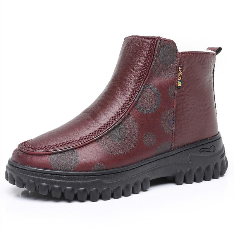 Cizme de iarnă din lână pentru femei: Antiderapant, Talpă moale, Bumbac călduros pentru persoane de vârstă mijlocie și vârstnici