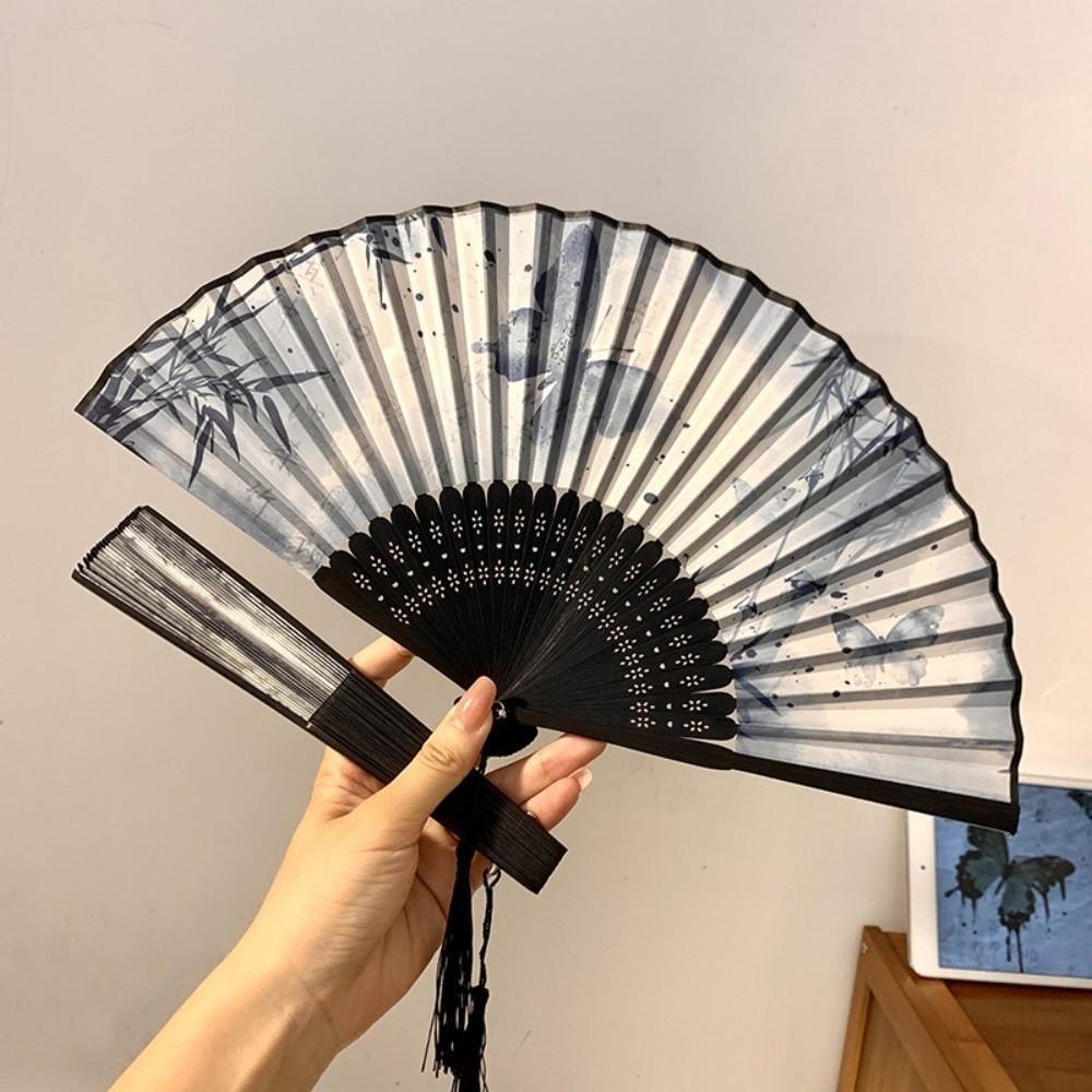 with Tassel Folding Fan Art Craft Woman Fans Vintage Folding Hand Fan Gifts
