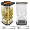 Flip Pickle Jar Total 33.82OZ Clear Pickle Can with Fork Timer Dry and Wet Seal Container Jar for Gherkins Olives Onions Garlic