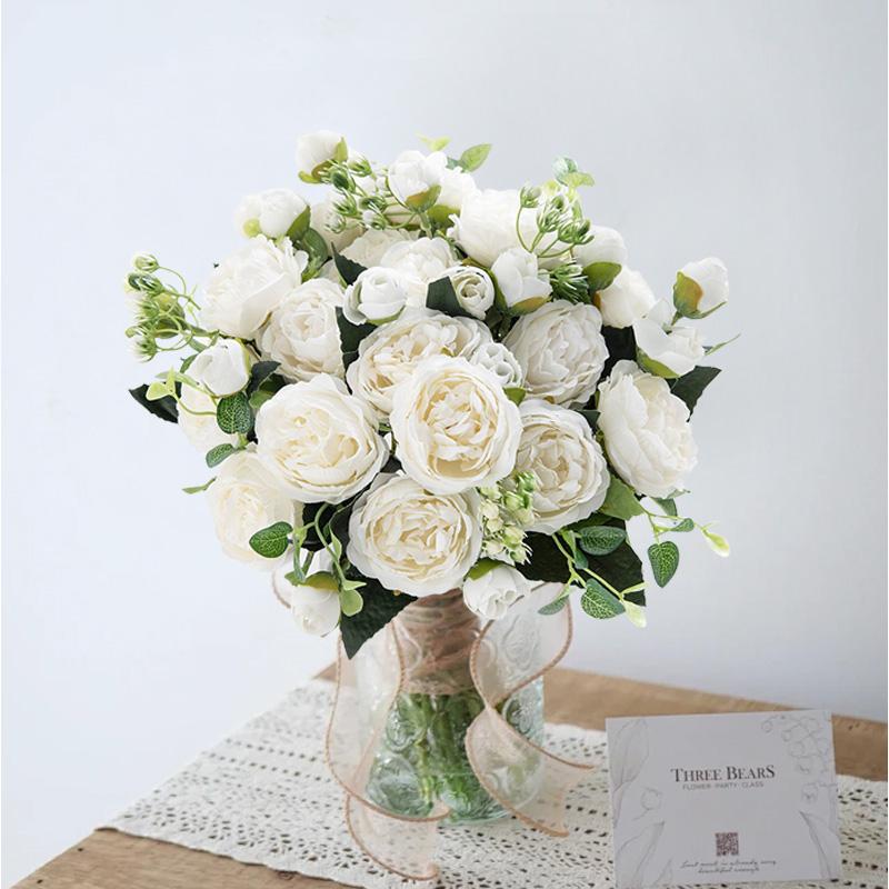 1/3pcs Silk Rose Artificial Flowers Peony Outdoor garden Wedding Wreath Bridal Bouquet Festival Decor Home Room Table Diy Gift