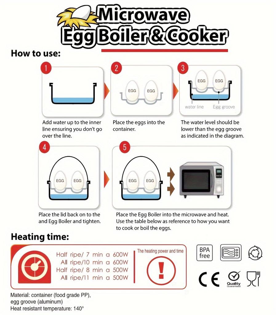 Microwave Egg Cooker, 4 Capacity, Boiled Egg Cooker, Egg Shape Compact Design Saving Time Hard Boiled Egg Cooker for Kitchen