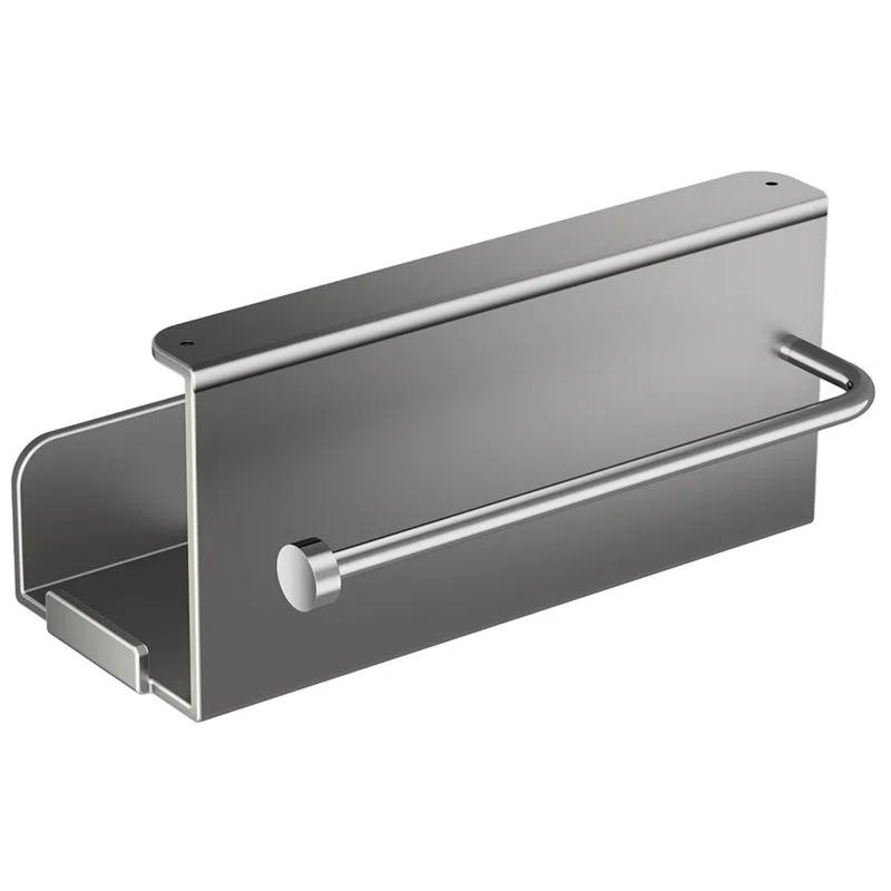 Carbon Steel Paper Towel Holder, No Drill Under Cabinet Organizer Rack for Kitchen, Wall Mounted Bathroom Storage Rack