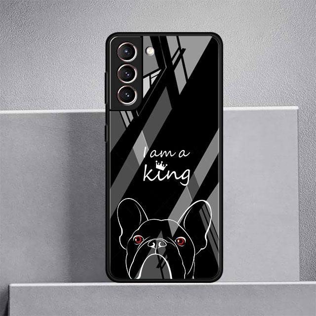 French Bulldog Black White Glass Case For Samsung Galaxy S22 S20 FE S21 Plus Phone Cover S10 5G S9 Note 20 Ultra 10 Lite Shell
