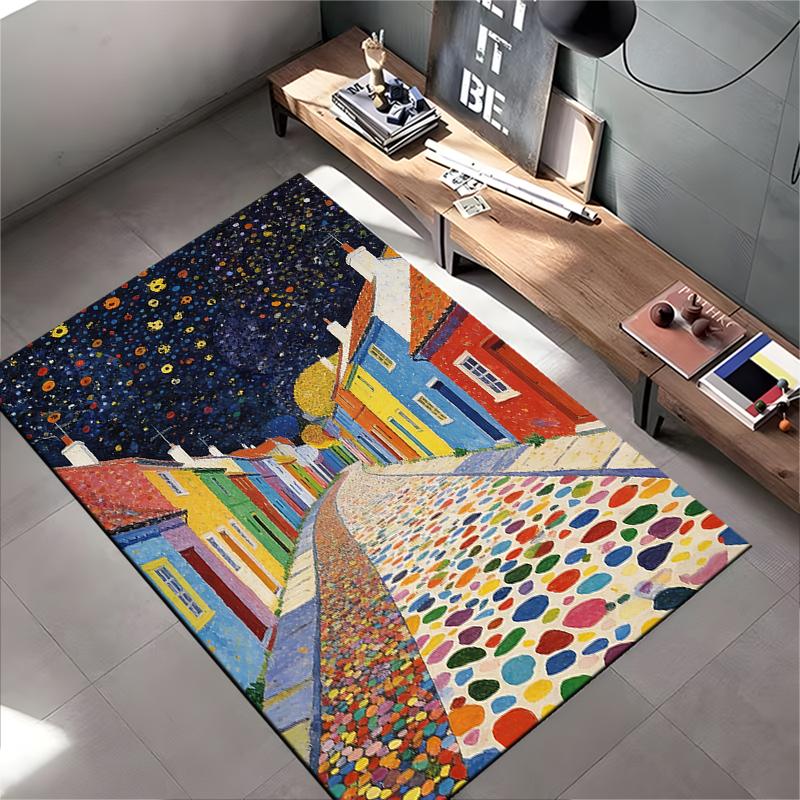 Colorful Artistic Street Pattern Carpet for Living Room or Bedroom Decor Suitable for Use As an Anti-slip for Living Room Bedroom Sofas