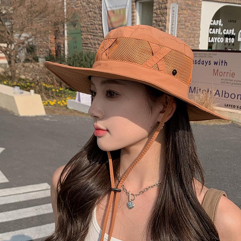 9245 Summer Big Brim Sunscreen Sun Hat Breathable Versatile Sunshade Bucket Hat Spring and Autumn Outdoor Mountaineering Hat Women