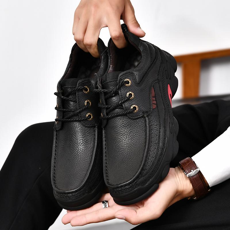 Fashion Handmade Mens Casual Leather Shoes Fashionable Driving Shoes Breathable Comfortable Men Slip On Flats Versatile Business Loafers