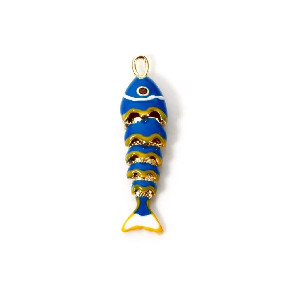3D Plated Enamel Fish Charms Carp Drip Oil  Fish Bag Pendant Movable Mini Metal Fish  Key Ring