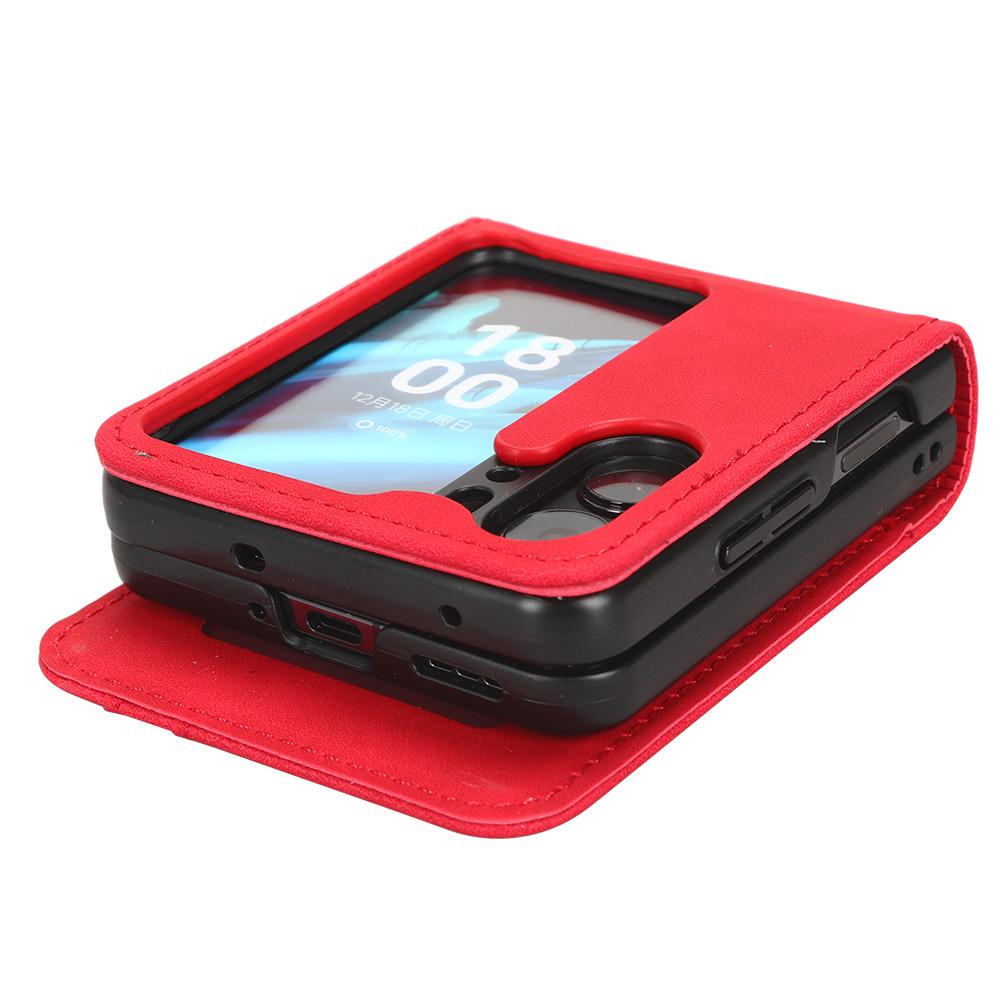 Skin-Touch Phone Case for Oppo Find N2 Flip 5G Separable Design Leather Coated PC Cover with Wallet