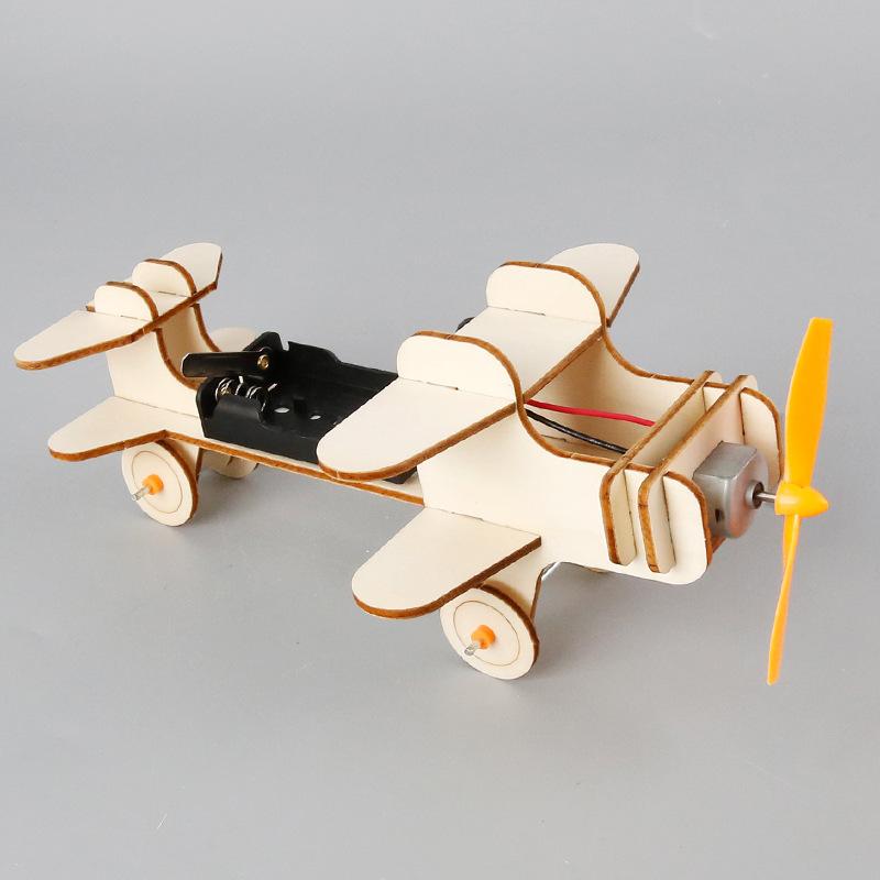 1 Set Wood Puzzle Games DIY Airplane Science Toys Children Educational STEM Kits Technologia Experimental Tool School Supply