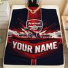 1pz Coperta di Flanella Personalizzata con Nome e Motivo Arsenal Adatta a Tutte le Stagioni per Arredamento Casa Calore e Comfort Regali Regalo Festivo_lx