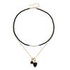 Bohemian Retro Dark Style Ceramic Heart-shaped Pendant Beaded Double-layered Choker Necklace for Women Punk Trendy Jewelry Gifts