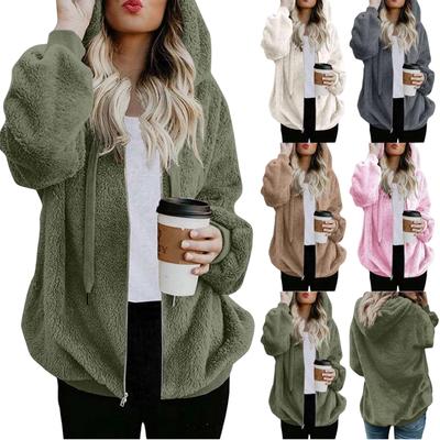Women's Hooded Zip Up Sweatshirt Cardigan Loose Fit Fall Winter Coat