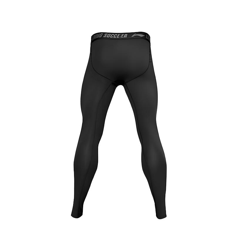 Li Ning Letter Mid Waist Breathable Versatile Fleece Warm Tight Sports Long Pants Men Bottoms Black YULU047-1