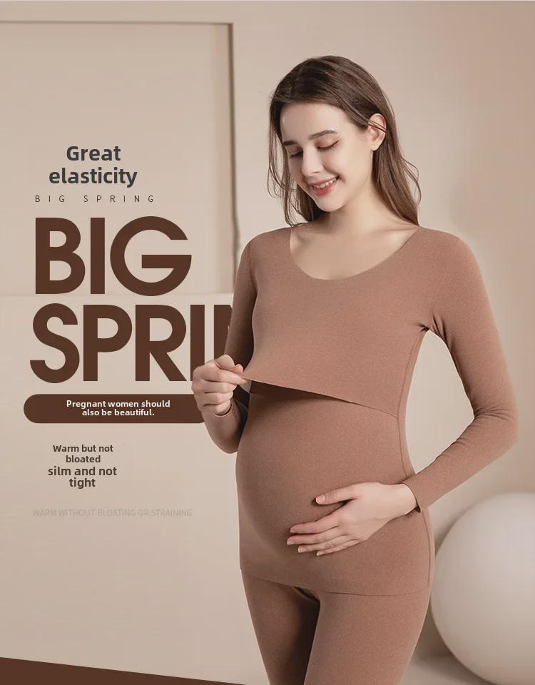 Maternity Thermal Nursing Top: Plus Size Velvet Postpartum & Feeding Wear for Autumn/Winter