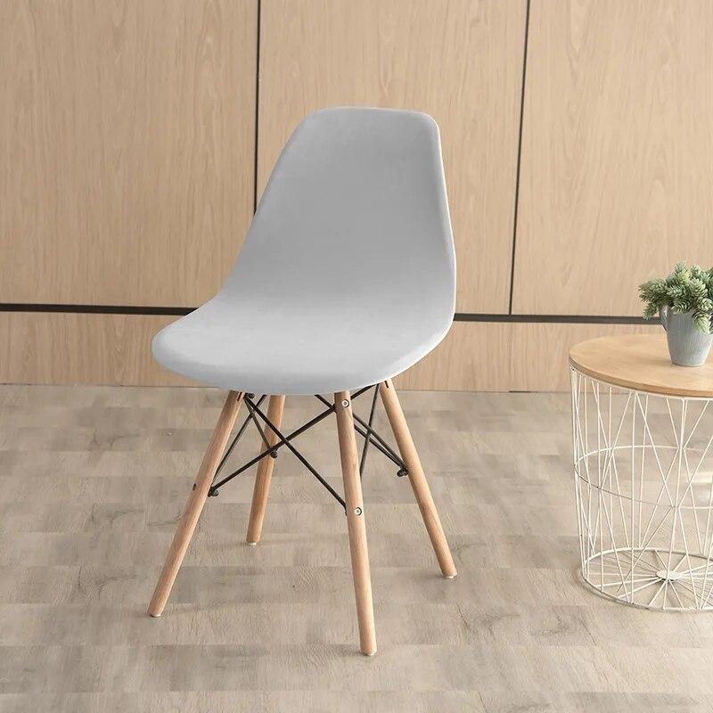 Velvet Fabric Shell Chair Cover Stretch Dining Seat Covers Slipcover Furniture Protector Hotel Home Office Living Room Removable