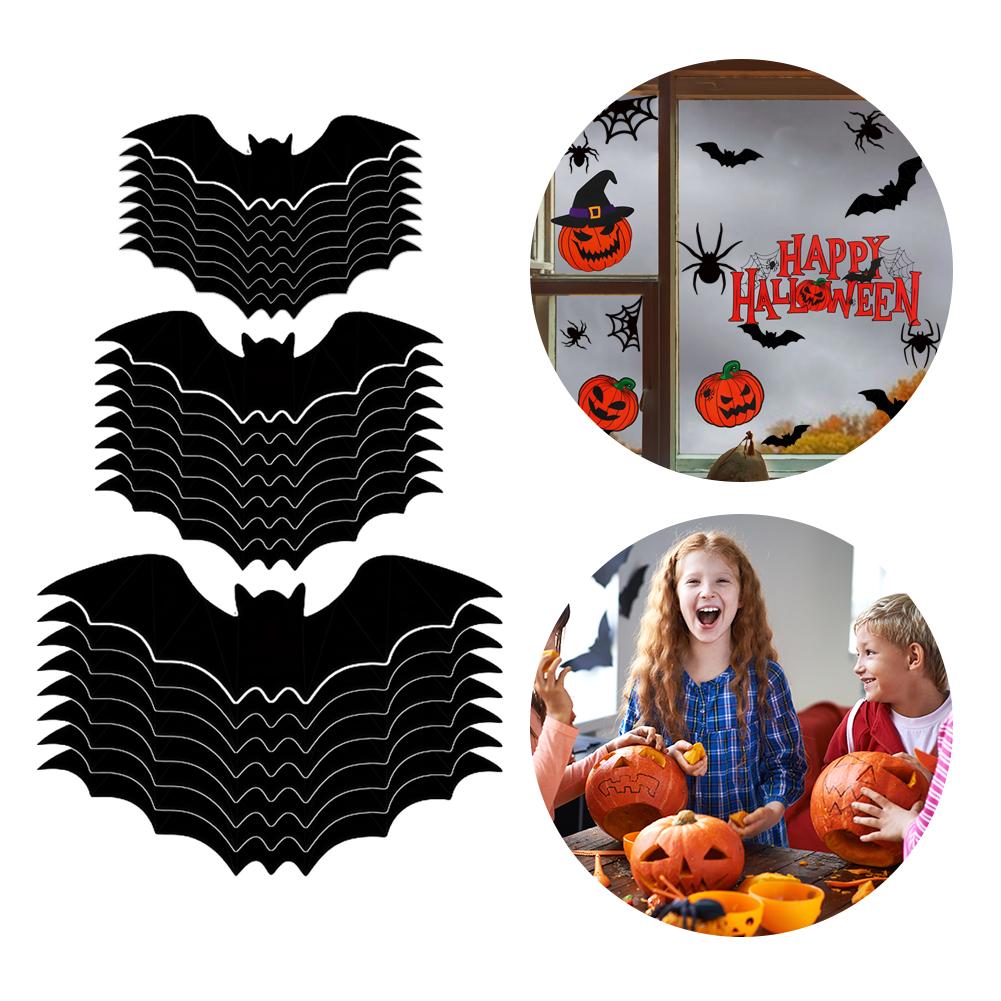 LED Halloween 3D Lighted Bats Battery Powered PVC Wall Decor Light Halloween Spider Atmosphere Lamp for Stairs Bedroom Window