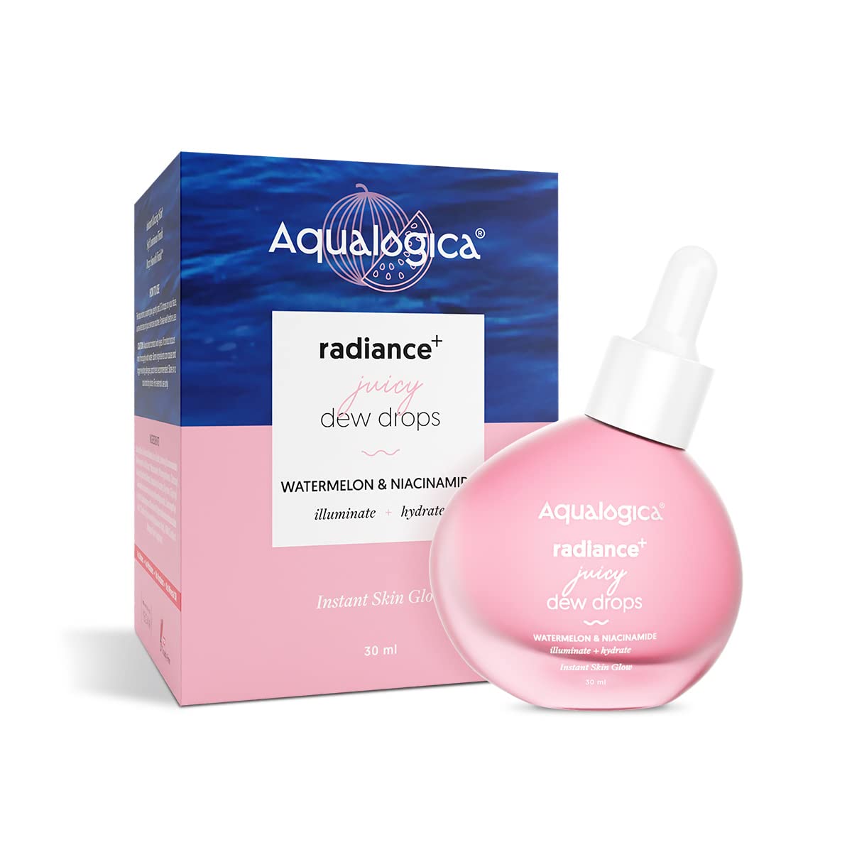 Aqualogica Radiance+ Juicy Dew Drops Illuminating Face Serum 30ml For Glowing Skin With Watermelon and Niacinamide