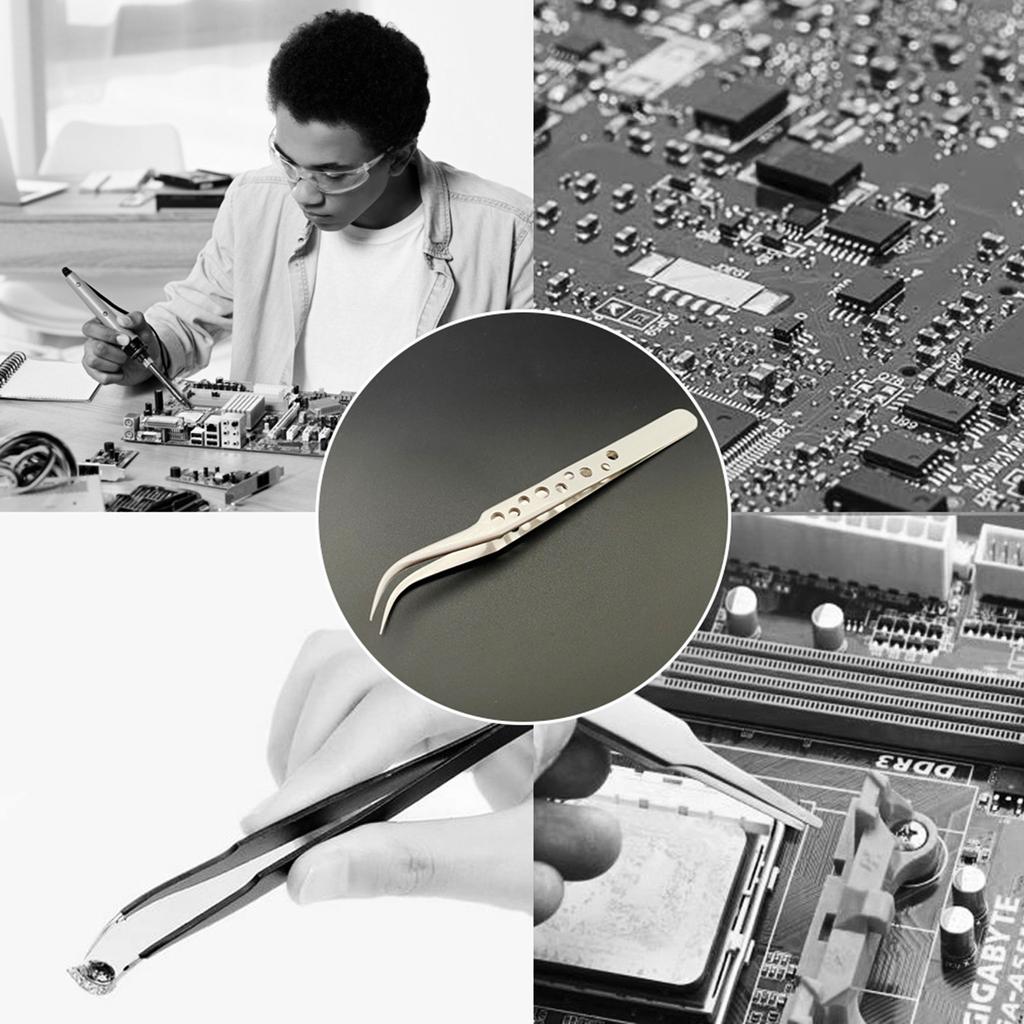 Electronics Industrial Tweezers Precision Curved Straight Tip Stainless Anti-static Forceps Phone Repair Hand Tool
