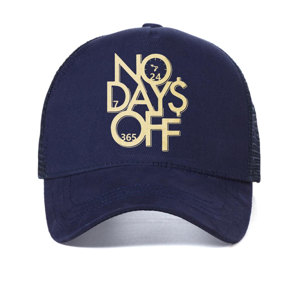 

NO DAYS OFF baseball cap summer Outdoor Adjustable Casual sports Hats Breathable Sunscreen Hat Fashion mesh Snapback hats Adjustable темно-синього кольору