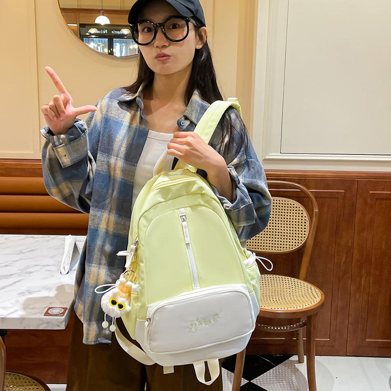 Korean version of small fresh primary and secondary school 3-5 grade women high value contrasting color splicing sweet beautiful women travel backpack
