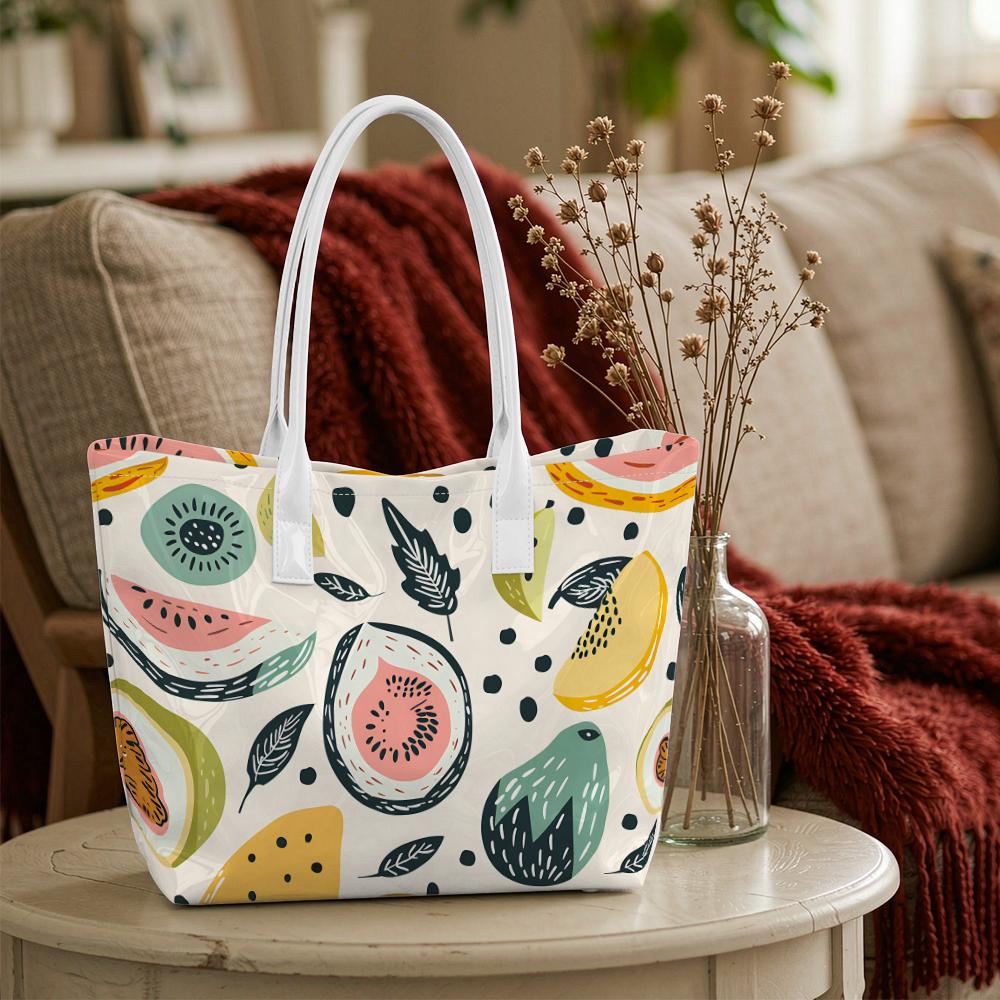 Cute Fruit Pattern Casual Top Handle Tote Bag for Daily Use Lightweight Shopping Shoulder Handbag Fashionable Outdoor Carry Bag