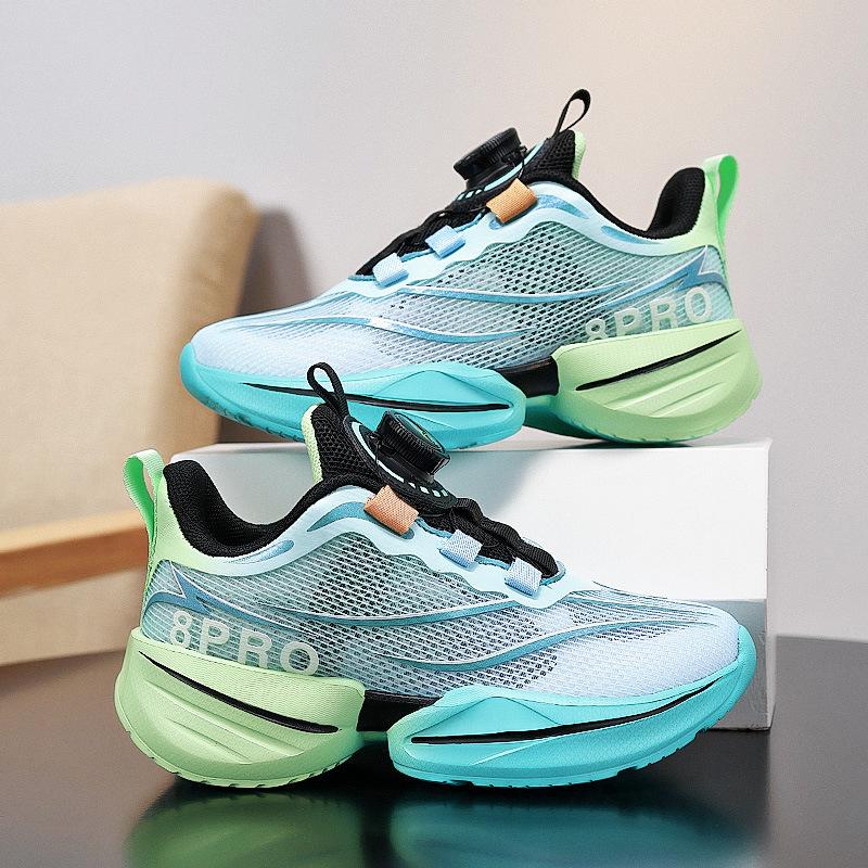 Classmate boys 2025 new summer children's sports mesh shoes rotating button soft sole middle and older children's student running shoes