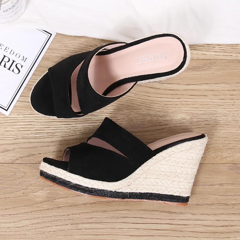 2025 Summer Wedges Heels Sandals Women Party Shoes Super High Heels 10cm Elegant Ladies Sandal Pink Black Plus Size 42 D263