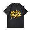 Men's 100% Cotton Crew Neck Short Sleeve T-Shirt, Casual Trendy Bold Yellow Hand Drawn Text Print Soft Breathable Lightweight Tee for Daily Casual Wea