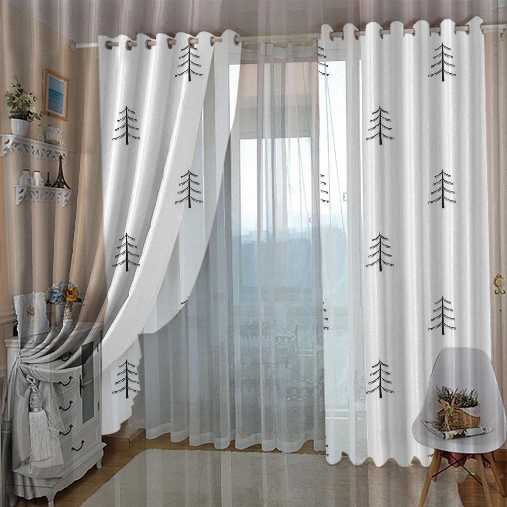 Curtains Black And White Simple Wind 3D Digital Printing High Density Blackout Curtains