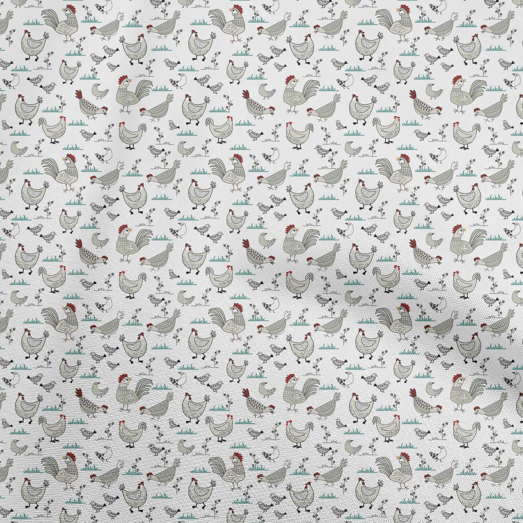 

oneOone Georgette Viscose Aquamarine Fabric Birds Rooster Quilting Supplies Print Sewing Fabric By The Yard 42 Inch 42 Inch Wide - Viscose Chiffon білий