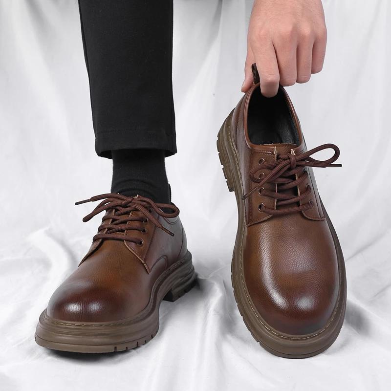 Spring New Male Comfortable Oxfords Footwear Men Business Shoes New Arrival Men's Casual Shoes Lace-Up Men Leather Walking Shoes