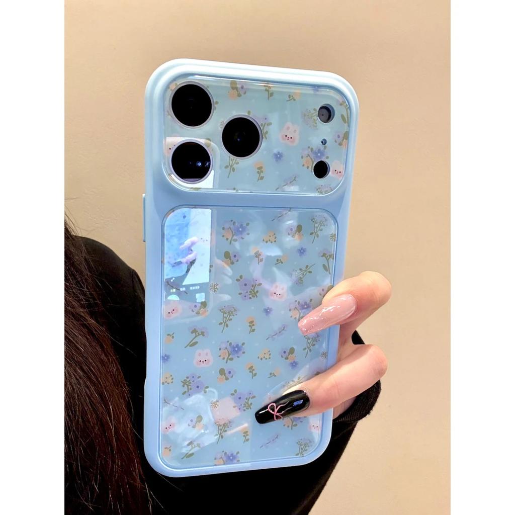 Korean blue and purple floral rabbit is suitable for iPhone11pro large window mobile phone case Apple 11/11 fresh 11 sets