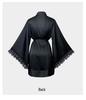 European & American Sexy Satin Mid-length Women's Long-sleeved Bathrobe Lingerie