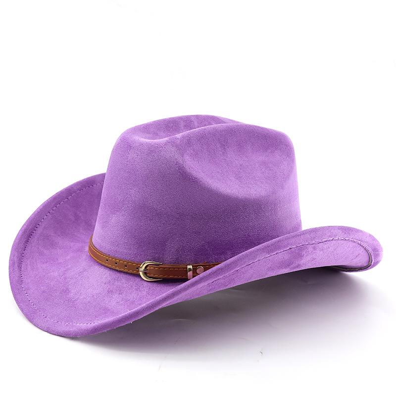 Classic retro belt, western cowboy hat, woolen jazz top hat, men's and women's ethnic style autumn and winter felt hat, big eaves hat