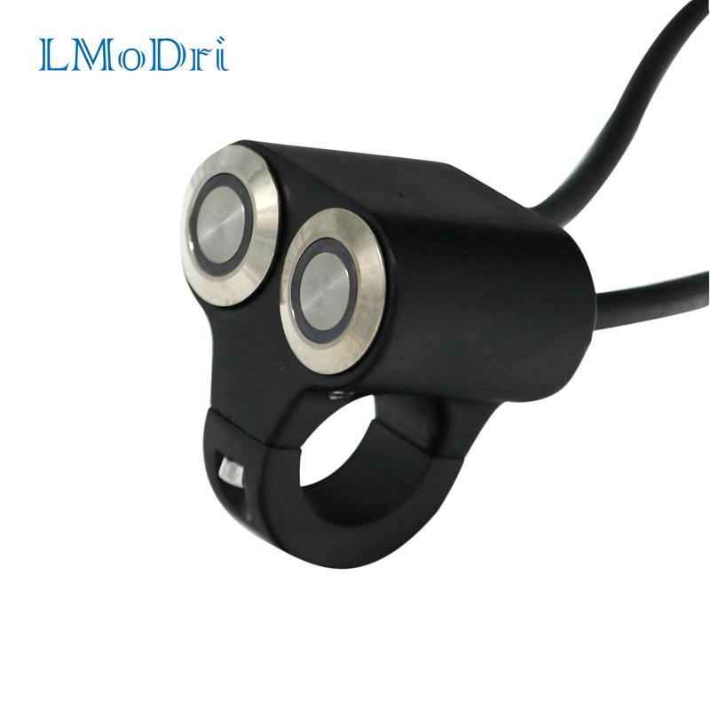 LMoDri 22mm Handlebar Motorcycle Switches ATV Scooter Headlight Hazard Brake Fog Light Switch ON-OFF Aluminum With Indicator DIY