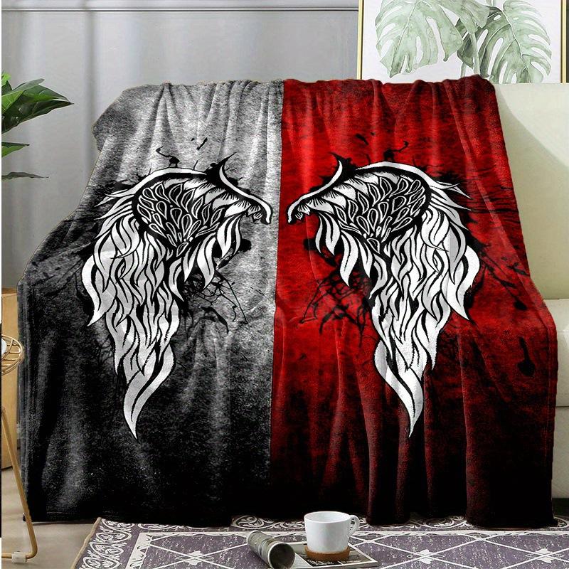 Demon Angel Digital-printed Polyester Bedroom Velvet Flannel Cover Blanket Fleece Soft Sofa Cover Blankets for Beds